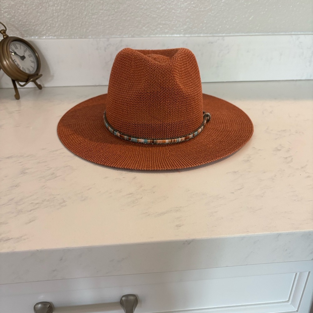Anthropologie Orange Fedora with Black Band